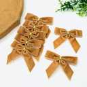 26 Pcs Gold Small Velvet Bows Decorations Vintage Christmas Ornaments for Christmas Tree Gift Wrapping Wreath Table Fireplace Garland and Xmas Party (Brown)
