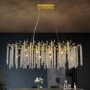 Benkut Modern Tree Branch Crystal Chandelier Luxury Gold Raindrop Pendant Lighting 38" Contemporary 10-Light Chandeliers for Dining Room Kitchen Bedroom Living Room