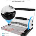 MAKEASY Spiral Coil Binding Machine with 46 Fully Disengaging Pins - 4:1 Pitch - Electric Coil Inserter - Adjustable Side Margin, Comes with Free 1 Box Coil Spines & Plier, 20 Sheet Punch Capacity