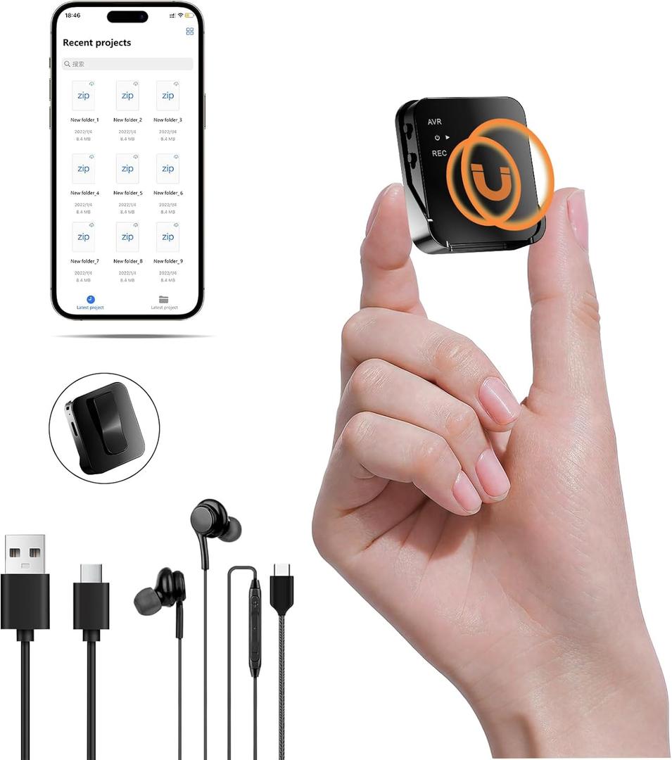 Digital Voice Recorder, Type-C Flash Device with Magnetic and Back Clip, Perfect Save Every Information for Class, Lecture, Interview, Meeting etc
