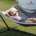 Double Hammock with Stand, Quick Dry Hammock with 12FT Stand for Outside, Poolside, 450 Lbs Capacity, Dark Grey