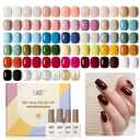 GAOY 42 Pcs Gel Nail Polish Kit, Black White Jelly Nude Pearl Glitter Colors All Seasons Gel Nail Polish Set with Glossy & Matte Top Coat and Base Coat for Salon and DIY Manicure at Home