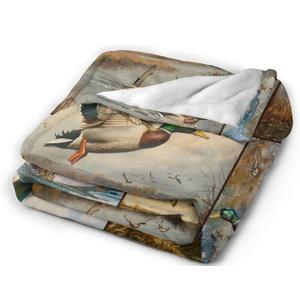 Duck Hunting Throw Blanket for Girls & Women - Funny Mallard Duck Decor, Cozy Flannel Soft Warm Plush Lightweight Bedding - 50"X40"