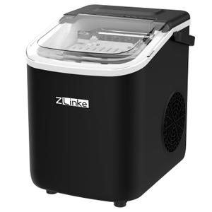Countertop Ice Maker Machine - 6 Mins 9 Bullet Ice, 26.5lbs/24Hrs, Portable With Self-Cleaning, Scoop, and Basket (Black)