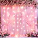 Pink Backdrop Curtains with Lights for Parties,10x10FT Wrinkle Free Polyester Wedding Photo Backdrop Curtains for Baby Shower Birthday Ceremony Reception Home Party Decorations-5ft x 10ft,2 Panels