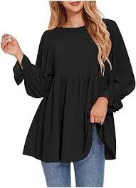 Long Sleeve Tops for Women Swiss Oversized Tshirts Trendy Peplum Tunics or Tops Dressy Maternity Shirts L
