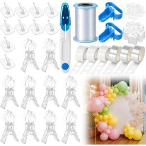 Vicenpal Balloon Arch Decor Kit with Tools for Creating Garland Backdrops Includes Balloon Arch Clips, Fishing Line, Strips, Adhesive Glue, Hooks Accessories for Birthday Wedding Baby Shower Party