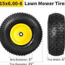 RONPOW 15x6.00-6nhs Lawn Mower Tires and Wheels, Riding Lawn Mower and Tractor Front Pneumatic Tire Replacement Assembly, Compatible with john deere Mower, 3" Offset Hub, 3/4" Bearing, 2Pack Yellow