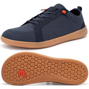 Pulltop Wide Toe Box Shoes for Men - Minimalist Barefoot Dress Sneakers Zero Drop Extra Wide Slip on Walking Shoes Navy Size 12 Wide