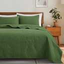 Lavsiry Olive Green Quilt Full/Queen Size with Pillow Shams, Summer Soft Geometric Pattern Bedspread, 3 Pieces Lightweight Coverlet Bedding Set for All Seasons