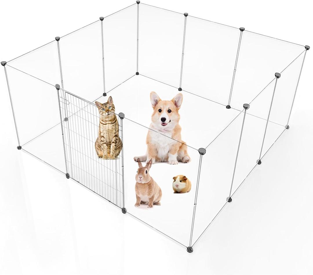 BRIAN & DANY Dog Playpen Portable for Small Animals, Dog Play Pen Indoor, Transparent Pet Playpen for Puppies, Cats, 80" L x 40" W x 28" H