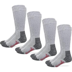 Wrangler mens Riggs Workwear Over the Calf Work Boot Socks 4 Pair Pack (Large, Grey)