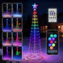 6FT Smart Christmas Tree Outdoor Decorations, Prelit 250 LEDs Color Changing Cone Christmas Tree with Lights for Yard Decor, App&Remote Control, DIY Multicolor Lightshow, Music Sync, 82+ Modes
