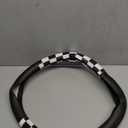 Dotesy Lattice Car Steering Wheel Cover Microfiber Leather Non-Slip Comfort Universal 15 inch Checkered Plaid Wheel Protector for Truck, SUV, Cars (Black White)