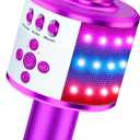 BONAOK Karaoke Microphone for Kids & Adults - Instrument Wireless Microphones Bluetooth Singing Mic with Disco Lights, Echo Effect, Built-in Speaker Portable for Party Travel Gifts Q78(Purple)