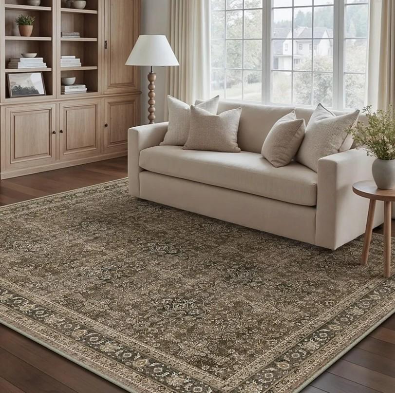 Hargiis Runner Rug Non-Slip TPE Backing Bohemian Area Rug for Hallway Living Room Bedroom Stain Resistant and Pet-Friendly Accent Rug (Bronze 2*8)