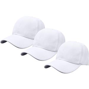 Gelante Plain Baseball Cap Adjustable Back Strap 3 PC (One Size, White)