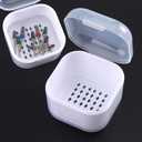 Nail Tool Sterilizer Box Plastic Sterilization Tray for Nail Art Accessories Tools, Portable Nail Drill Bits Disinfectant Container Soaking Box with Strainer Pedicure Manicure Cleaning Equipment (White)