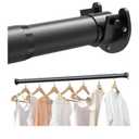 Closet Rods for Hanging Clothes, 17 to 84 Inches Stepless Adjustable Metal Closet Rod, 1.3 Inches Heavy Duty Clothes Hanging Rod for Closet Wardrobes Laundry RV, Black