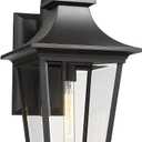 Emliviar Large Outdoor Wall Light, 25" Modern Front Porch Light for House, Clear Glass in Black Finish, XE220B BK (Large - 1 Pack)