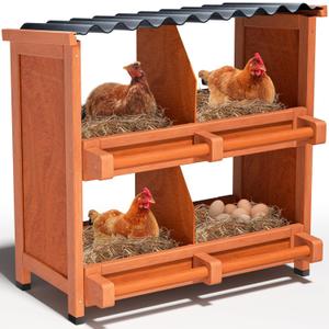 Chicken Nesting Boxes,4 Compartments Wooden Nesting Boxes for Chickens,Laying Nest Boxes for Hens Ducks Poultry Protect Eggs Chicken Coops Easy Egg Collection (4 BOXS)