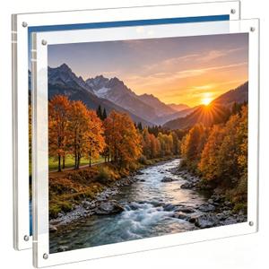 2 Pack 11X14 Acrylic Wall Mount Picture Frame Self-adhesive, Clear No Drilling Magnetic Floating Frameless Photo Frames for Display Diploma Degree Certificate and Files