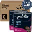 Goodnites Girls' Nighttime Underwear, Size XXL (120-165 lbs), 42 Ct (2 Packs of 21)