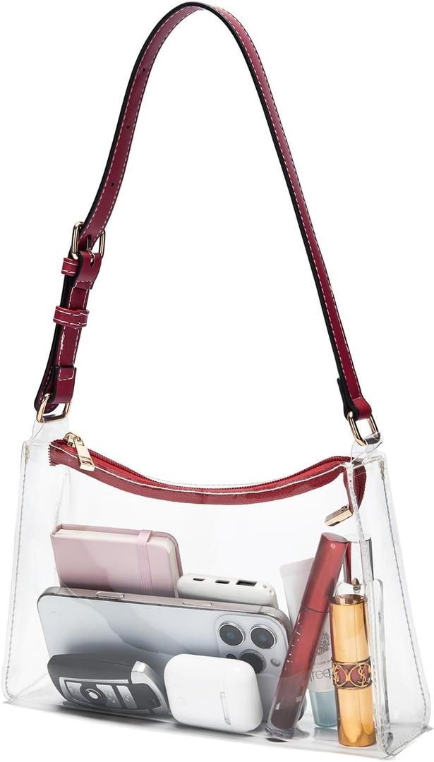Clear Bag for Stadium Events - Adjustable Strap Clear Shoulder Bag for Concerts & Sports, Game Day Approved (Medium)