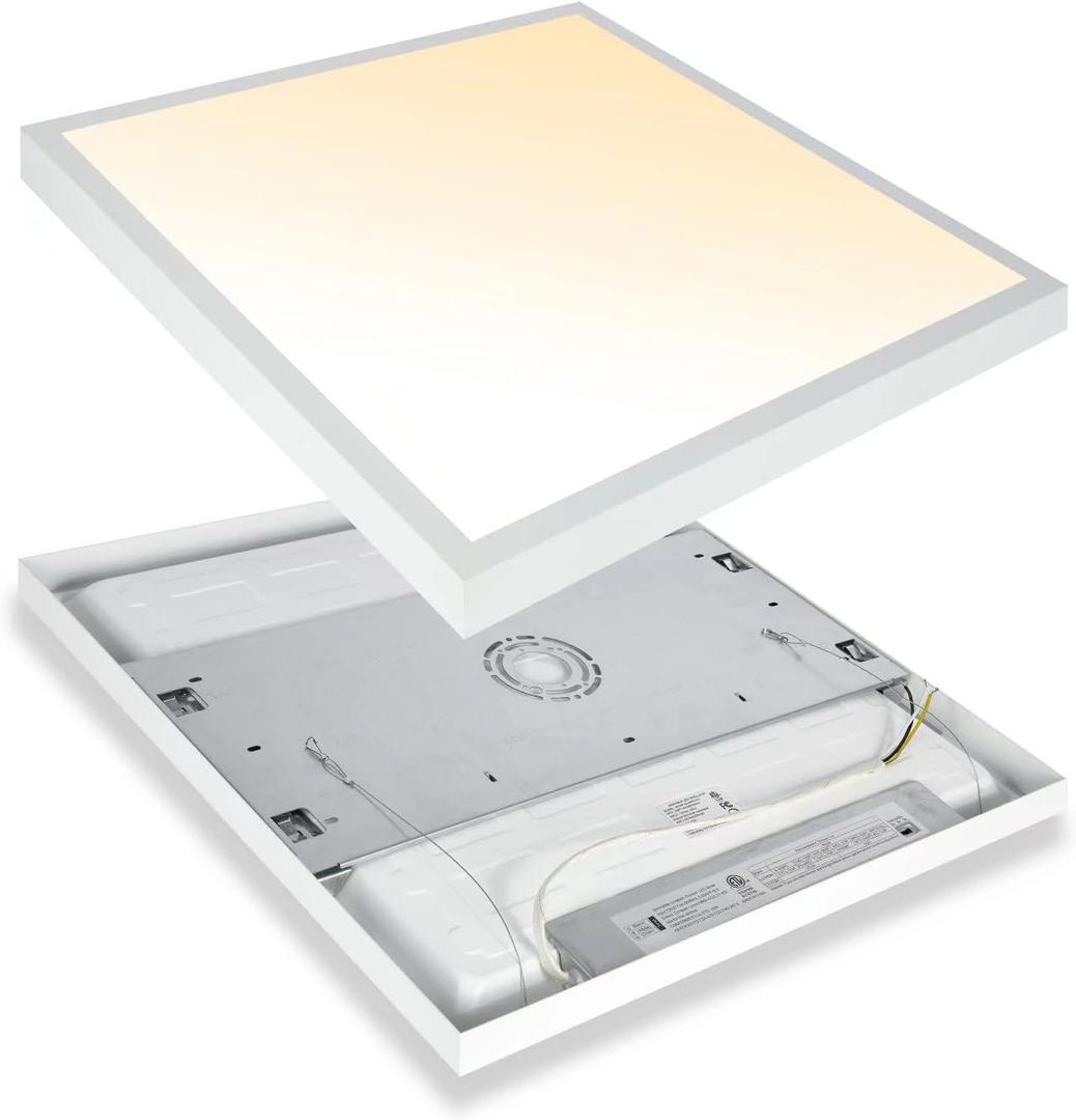 2x2 FT Surface Mount LED Panel Light Dimmable & 3 Color Selectable 3000K/4000K/5000K - 40W 24x24 Inch LED Flush Mount Ceiling Light Low Profile, 100-277V, Bright 4400LM, ETL Listed, 2 Pack (White)