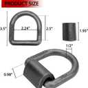 1/2" 12000 lbs Heavy Duty Weld-On Forged Steel D-Rings Tie Anchor Tie Ring for Securing ATV, UTV, Riding Lawn Mowers and Other Heavy Cargo, 4 Pack