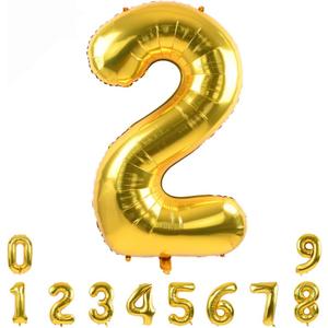 TONIFUL 40 Inch Gold Large Numbers Balloon 0-9 Foil Mylar Big Number Balloon Digital 2 for 2026 Graduation New Year Eve Birthday Party,Wedding, Bridal Shower Engagement Photo Shoot, Anniversary