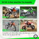 16'' Wheel 90/100-16 3.00-16 Dirt Bike Rear Tire Assembly for 125cc 140cc 150cc KLX140G MX100 105XC 105SX Pit Bike Parts with Brake Rotor 428 Chain Sprocket