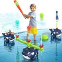 4-in-1 Whale Water Sprinkler Baseball Set for Kid,Summer Water Toy with 3 Jets, 4 Balls and Rocket Launch Game, Kids Sprinklers with 360 Rotating Sprinkler,Outdoor Water Toys for Kids Age 3+ Years
