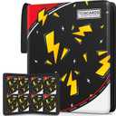 Trading Card Binder 4 Pocket,Card Binder 400 Pockets,Card Book Holder Cards with 50 Removable Sleeves,3-Ring Zip Design MTG/TCG/Sport Collectible Trading Card Albums Gifts for Boys and Girls (Black) (Small)