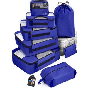 Veken 8 Set Packing Cubes for Suitcases, Travel Bag Organizers for Carry on Luggage, Suitcase Organizer Bags Set for Travel Accessories in 4 Sizes, Blue