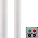2 x Flameless Taper Candles Flickering with Remote and Timer, 3D Moving Flame Taper Candle Battery Operated to 400 Hours, 9 Inch Window Candles, (White)