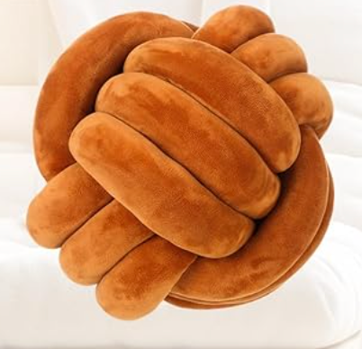Namalu 2 Pcs Soft Knot Pillow Ball, Decorative Round Throw, Soft Knotted Plush Pillows, Handmade Stuffed Ball Pillows Cushion for Bedroom Sofa Couch Home Decor(7.87 Inches,Caramel Color)
