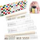 Mahjong Racks with Pushers Set of 4, Non-Slip, 60 Numbered Chips,Clear, 17.4 x 3.1 x 0.82 inches