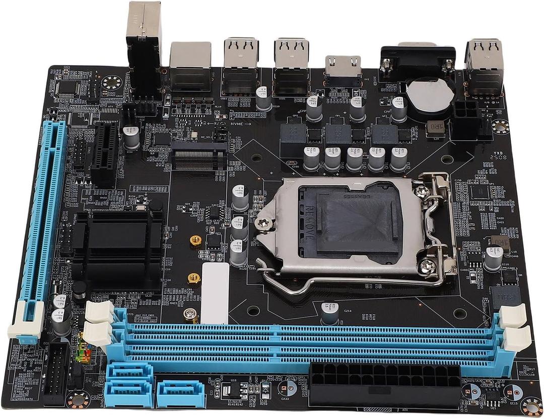 H61 Motherboard for LGA1155 Socket, DDR3, M.2 NVMe/NGFF, 6 USB2.0 Ports, Micro ATX Form Factor, Supports i3/i5/i7 Processors, High Speed LAN