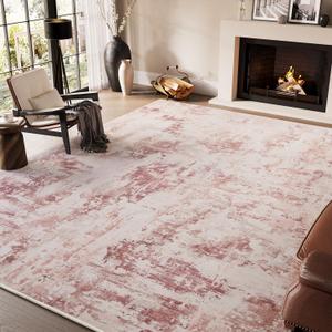 Tchido Area Rug - 8x10, Perfect for Bedroom & Living Room, Pink, Ideal for Girls' Dorm or College Students, Modern, Washable, Rose Pink