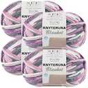 Knyteruna #6 Super Bulky Blanket Yarn for Crocheting - 4 Skeins(Each 10.5oz/300g, 220yds/201m), Chunky Chenille Thick Plush Big Soft Yarn for Crocheting Knitting Blankets, Purple & Grey & Sky