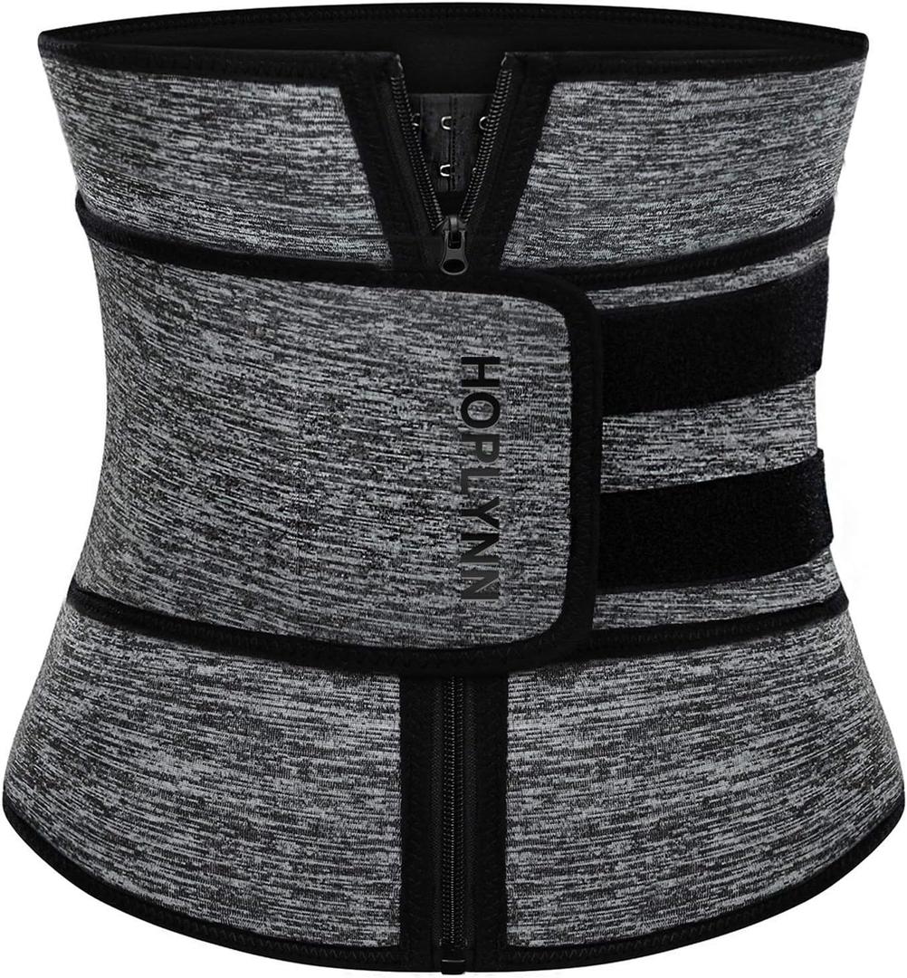 HOPLYNN Neoprene Sweat Waist Trainer Corset Trimmer Shaper Belt for Women (Medium, Grey)