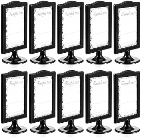 Lawei 10 Pack Double Sided Standing Picture Frames, 4x6 Inch Plastic Pedestal Photo Frame Bulk, Two Sided Vertical Picture Holder with Inserts & Base, Black Display Frame for Wedding Table Number Menu