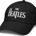 The Beatles - White Logo Adjustable Baseball Hat (One Size, Black)