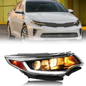 Headlight Assembly for 2016-2018 Ki-a Optima EX/LX/SXL, w/LED DRL Right Passenger Side Halogen Headlights with Bulbs Clear Lens Black Housing Amber Reflector, 1 PC