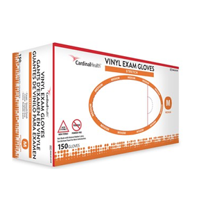 Cardinal Health 8882DOTP Stretch Vinyl Exam Gloves Cream - Nominal Fingertip Thickness 3.6 mil - Smooth - Beaded Cuff Assists Donning - Powder-Free - MED - 1 case of 10 Boxes - Total 1500 Each