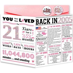 3 x Happy 21st Birthday Card Gift for Women,Funny 21st Birthday Party Decorations for Her,Jumbo Birthday Gifts for Girls, Best 21 Year Old Birthday Gifts for Daughter, 10.6 x 7.9 inches