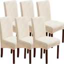 Dining Chair Covers, Chair Covers for Dining Room Stretch Parsons Chair Slipcover, for Dining Room Kitchen Chair Protector Cover, Removable, Washable (Beige, 6 Pack)