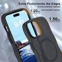 6 x Hualele Magnetic for iPhone 15 Pro Case, Compatible with MagSafe, Military Grade Dropproof Translucent Matte Back Cute Curly Wave Edge Slim Phone Case 15 Pro, Black