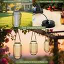 pearlstar Solar Lanterns Outdoor Waterproof Dual Charging (USB/Solar) Hanging Lantern Large Metal Floor Lamp for Patio Table Outside Porch Yard Garden Pool Decor